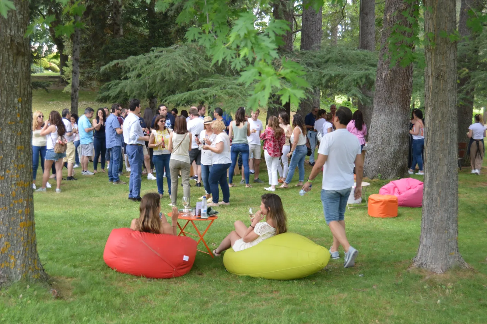 Equipo de Calandria celebrando juntos durante una jornada de empresa